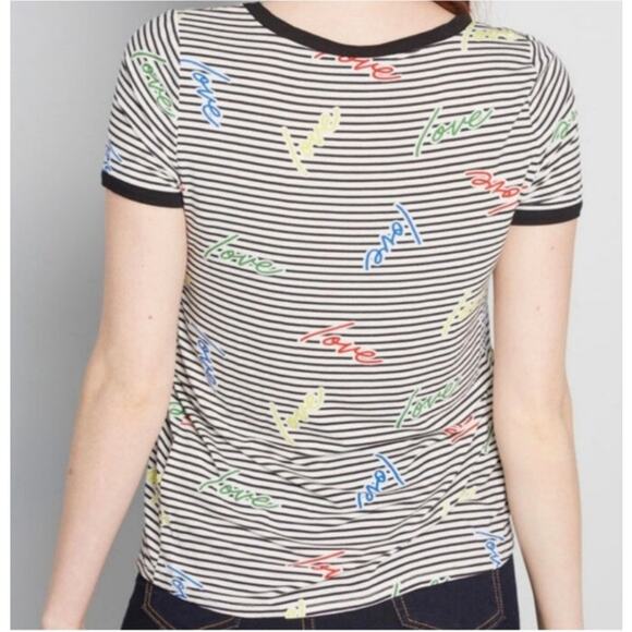 ModCloth Keep the Quirk Comin’ Ringer “love” Tee Size M - Picture 2 of 9